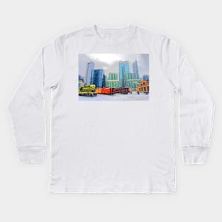 Trains in Roundhouse Park, Toronto Kids Long Sleeve T-Shirt